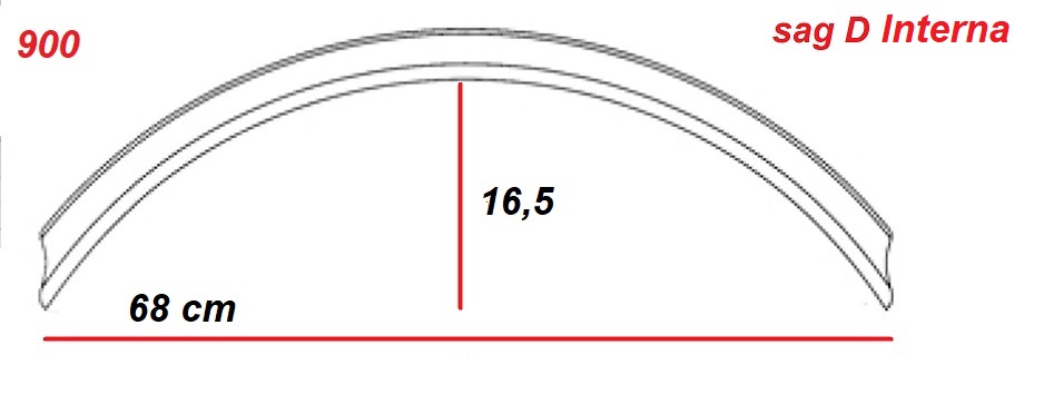 Fermavetro 1/4 di cerchio curva sagoma D  interna in Baia   