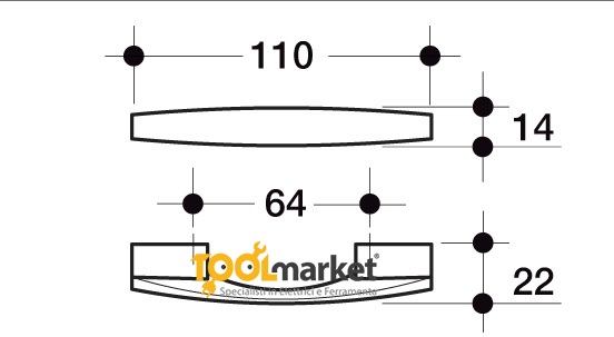 Maniglia per mobile in plastica 300 argento da 64 mm e da 96 mm