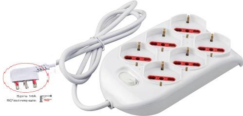 Multipresa 6 posti universale rettangolare Rosi