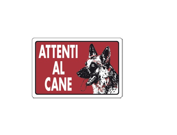 Cartello segnaletico ATTENTI AL CANE in pvc