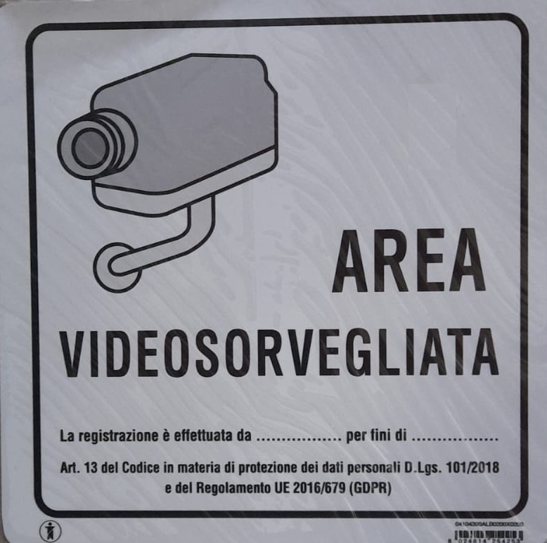 Cartello segnaletico area videosorovegliata 20 x 20