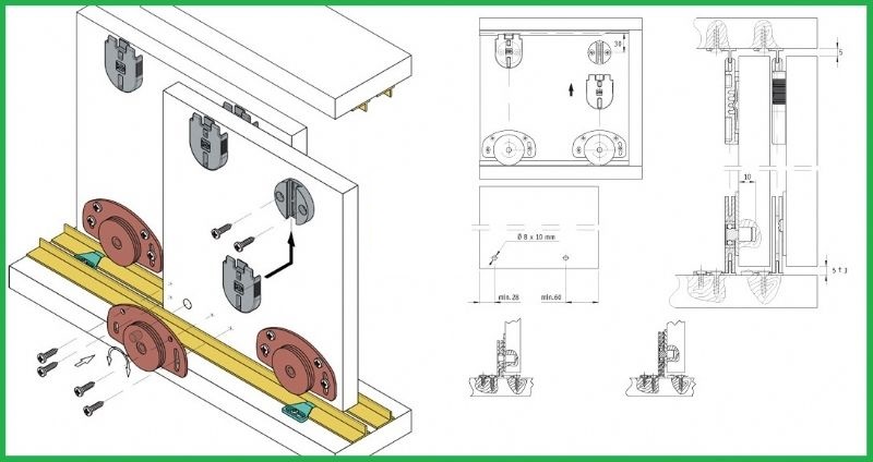 Kit per ante scorrevoli ad applicare 320-40 kg