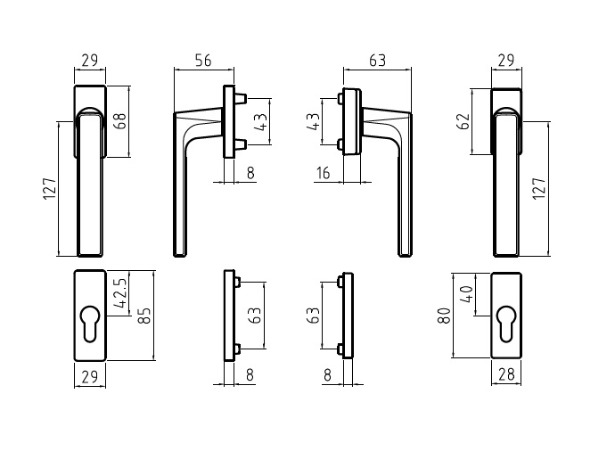 Doppio Dk martellina passante Yale 7900 Balcony cromo satinato Ghidini  77900217301