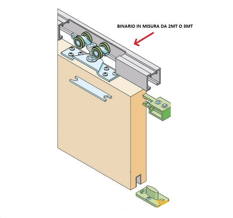 EASYCOMFORT Kit Porta Scorrevole in Metallo con Utensili, Rulli, Guida,  Blocchi e Chiave Esagonale, 186x2.5x3.77 cm