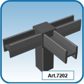 Raccordo 4 vie 7202 per tubo quadro 20x20x1.3