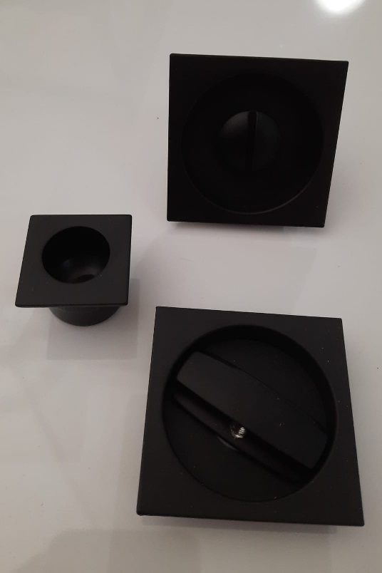 Kit maniglie quadre porta scorrevole con serratura  nero opaco Fimet 3667