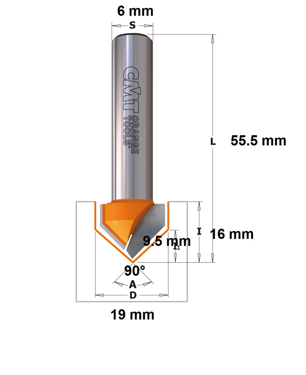 Fresa  Frese per intagli a "V" (90°)  CMT  715.190.11