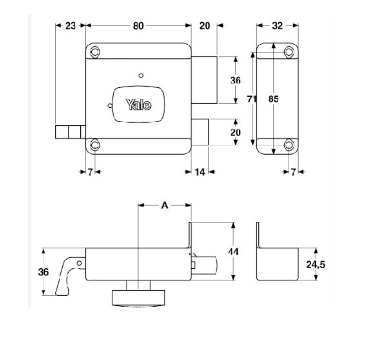 Serratura meccanica YALE verniciata per legno 