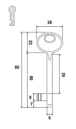 Chiave patent per serratura patent AGB B005020x02 bronzata