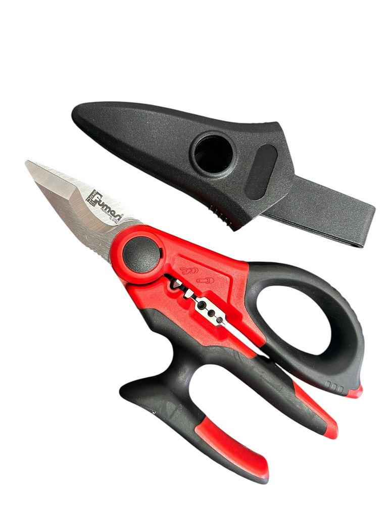 Forbice per elettricista Fumasi 5 in 1 in inox con fodero