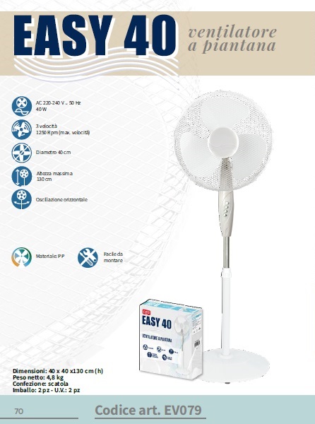 Ventilatore a piantana bianco Easy 40 CFG