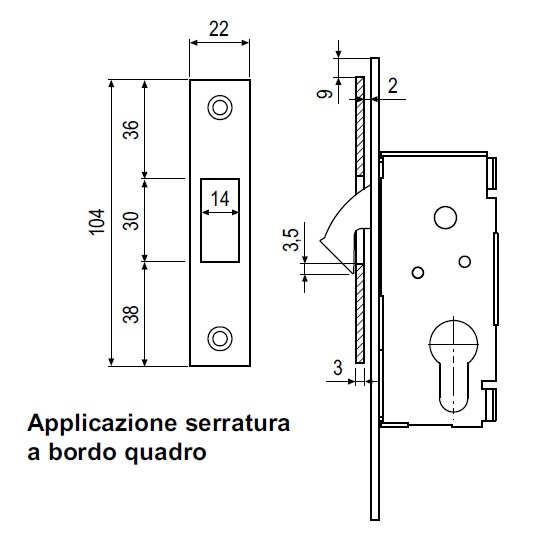 Serratura a gancio nikelata AGB B00704xx06