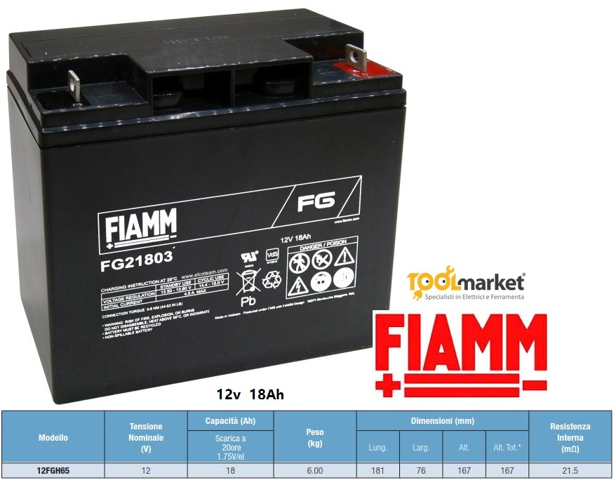 Batteria ricaricabile Piombo 12v 18Ah