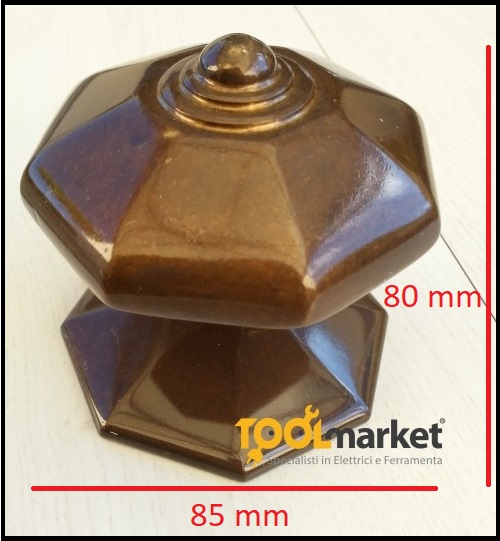 Pomolo per porte ottagonale anticato 85