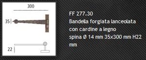 Cerniera FF277 ferro forgiato da 30 o 40 cm