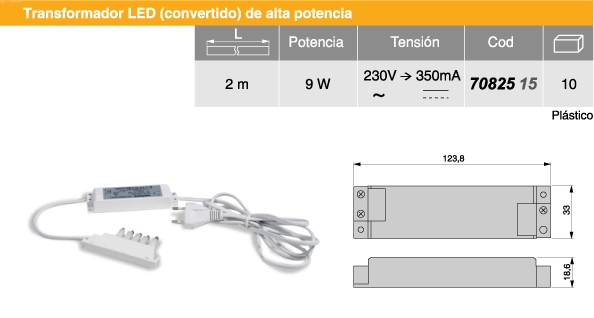 trasformatore per led 9w DC alta efficienza