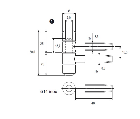 Cerniera anuba Acciaio inox Ø 14 mm E00125.14.01