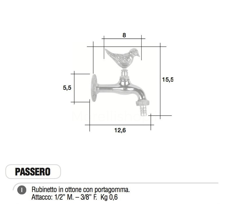 Rubinetto in ottone PASSERO