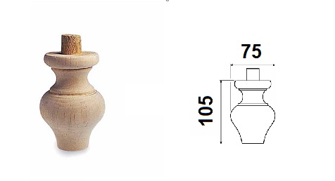 Piede tornito in legno 105x75 Ontano 