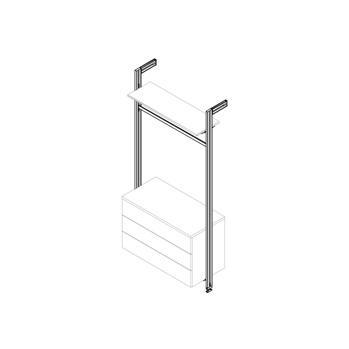 Kit Zero di supporti per mensole in legno, modulo e barra appendiabiti