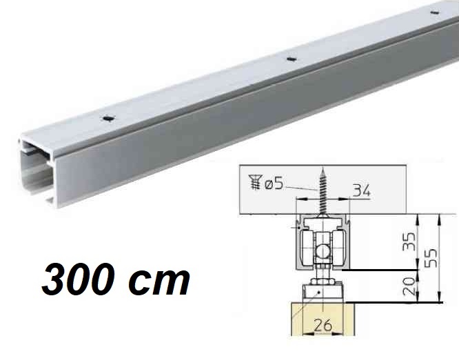 Kit per porta scorrevole 240 KG binario + carrelli professionale TITAN Sliding