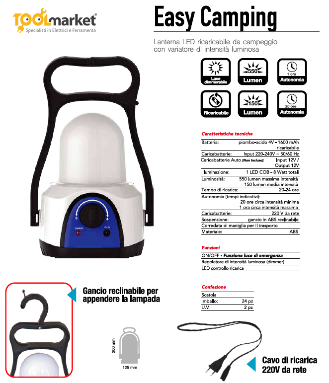 Lanterna led da campeggio ricaricabile - CFG