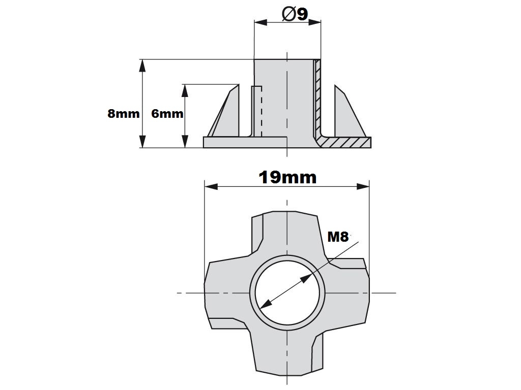 Fondello ragno M6-8-10 pz 10