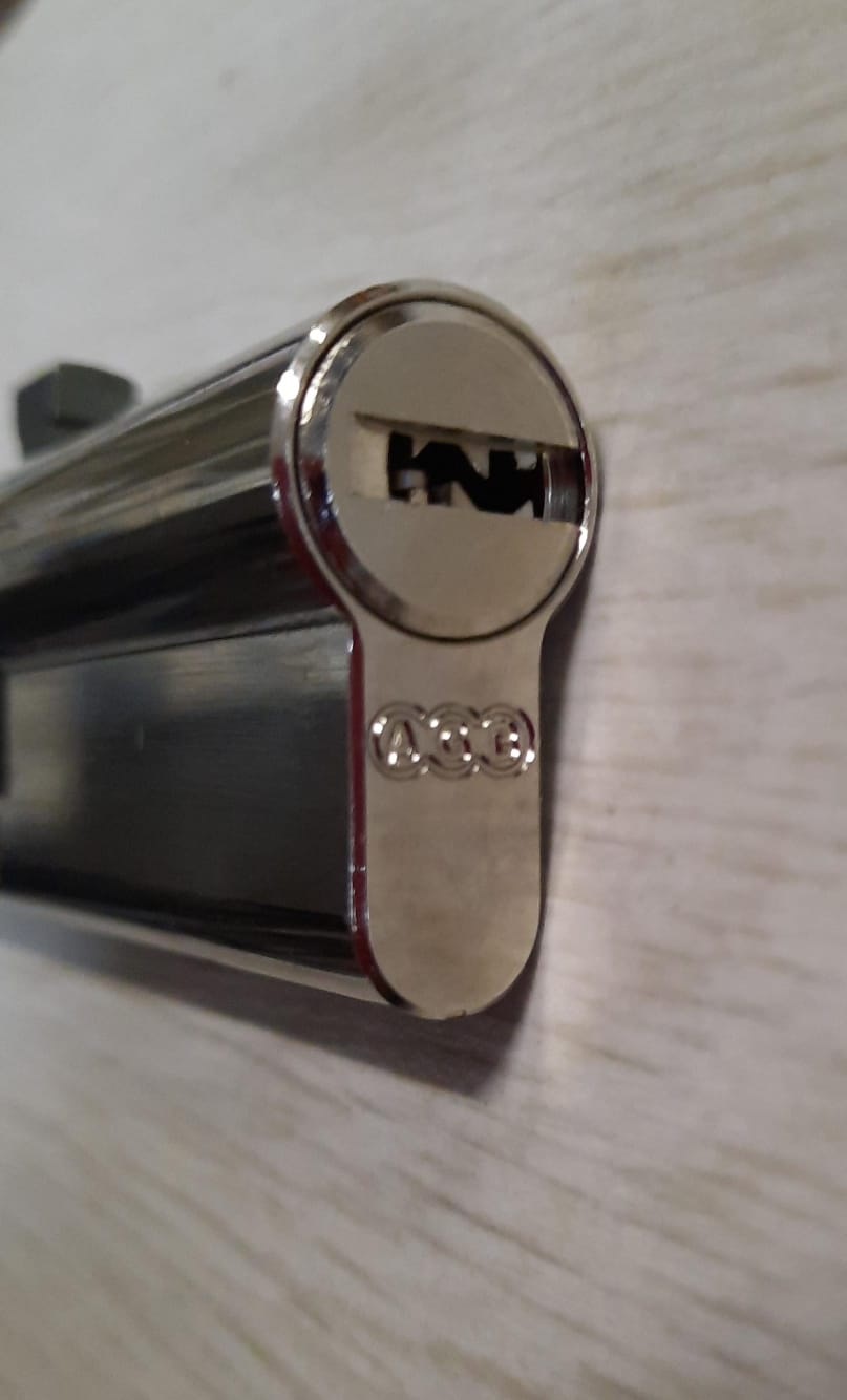 Cilindro europeo con nottolino da 110 mm centrato cromo lucido SCUDO AGB 