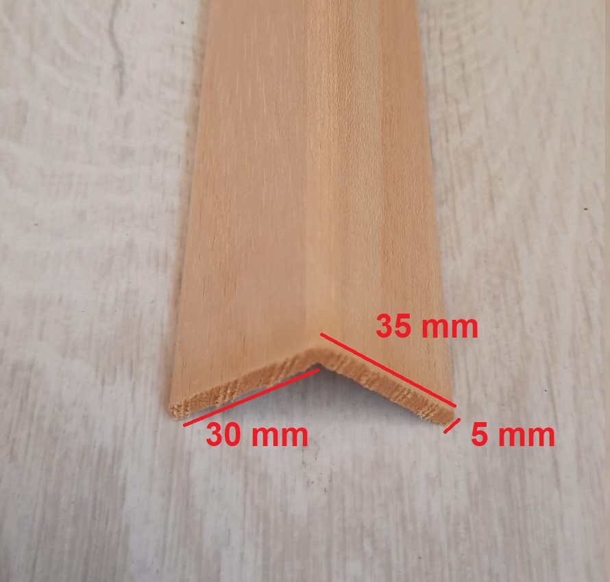 Angolare paraspigolo ayous grezzo da 35 mm x 3 MT