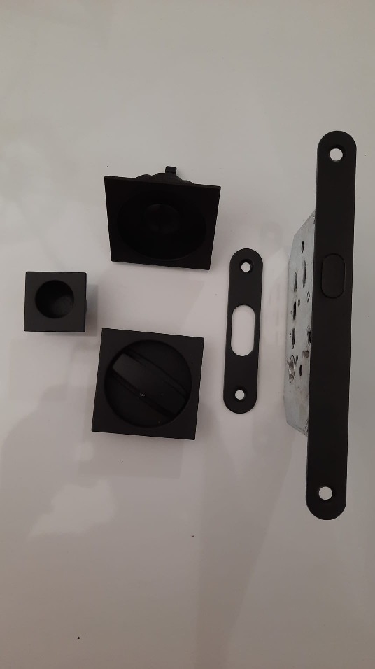 Kit maniglie quadre porta scorrevole con serratura  nero opaco Fimet 3667