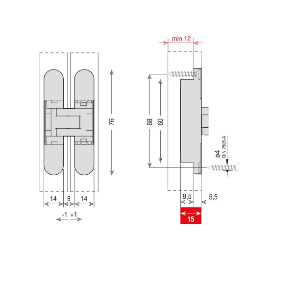 Cerniera scomparsa mod 929 Ceam  cromo satinato 