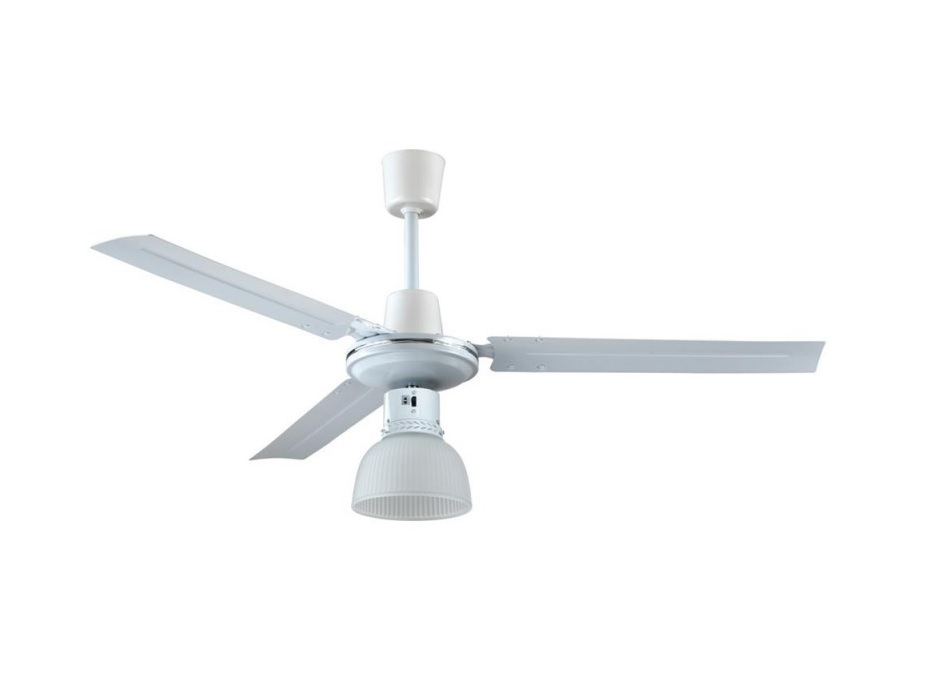 Ventilatore a soffitto con luce 3 pale bianco cm 120