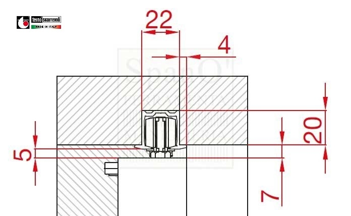 Binario da cm150 per porte libro filo bronzato