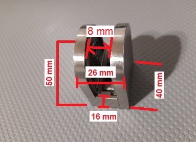 Pinza per vetri a morsetto in INOX AISI 316 - Variante: 8mm