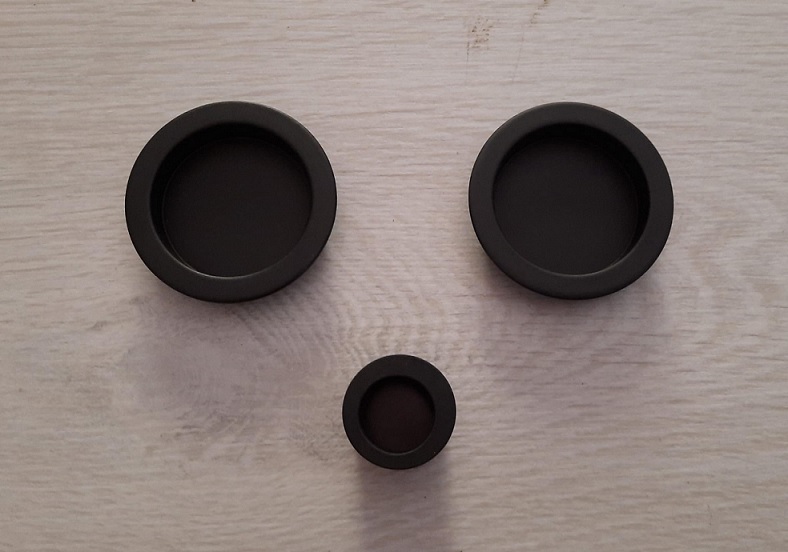 Kit maniglie tonde  nero opaco  per porta scorrevole