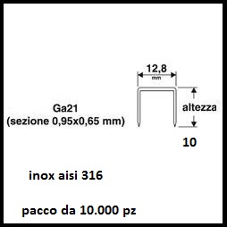 Punti per graffiatrice pneum. inox aisi 316