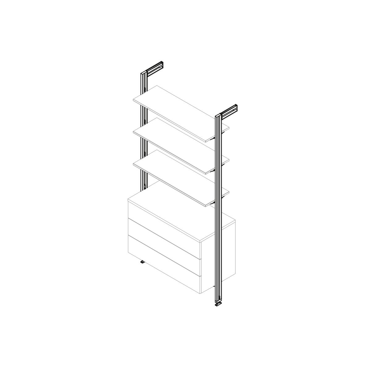 Kit Zero di supporti per mensole in legno e moduli