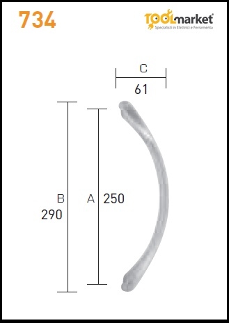 Maniglione 734 da 25cm Porro PVD