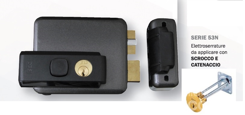 Serratura elettrica infissi in legno SERIE 53N1151/52 cilindro staccato - ISEO 