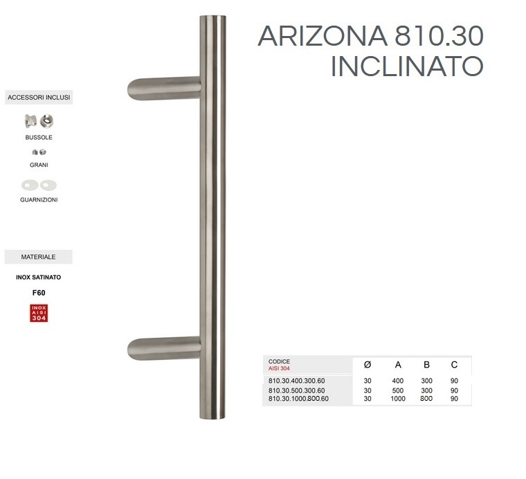 Maniglione  inox ARIZONA 810.30 inclinato