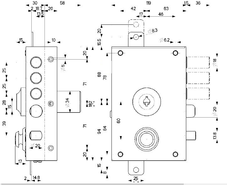 Serratura di sicurezza elettrica mottura E30 cilindro da 60 mm