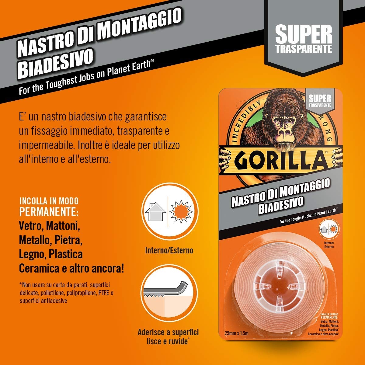 Nastro di montaggio biadesivo 25mm  - GORILLA