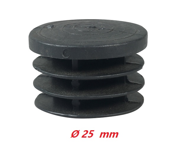 Tappo di chiusura piatto plastica nero per tubo da 25 mm 