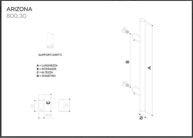 Maniglione inox ARIZONA 800.30 dritto 