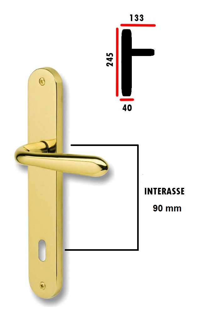 Maniglia per porta con placca  modello Comit Amalfi 