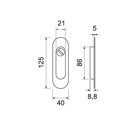 Maniglie incasso per porta scorrevole c/ pendente  quadro cromo satinato 3663AR Fimet 