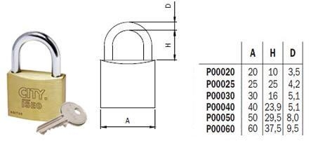 Lucchetto ottone ISEO CITY 60