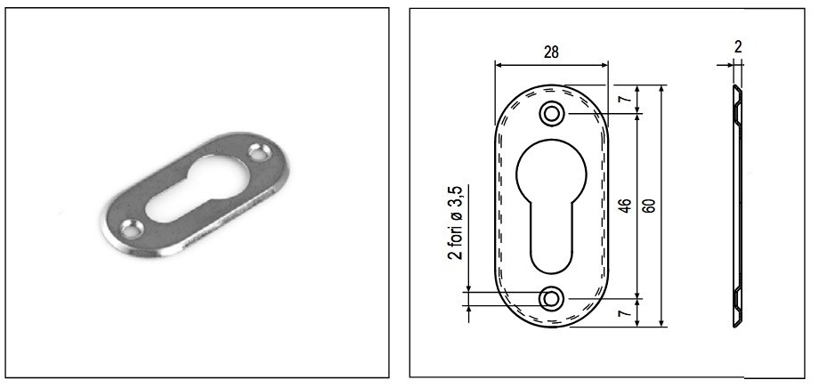 Bocchetta Yale stretta cromo satinata  AGB C006410034