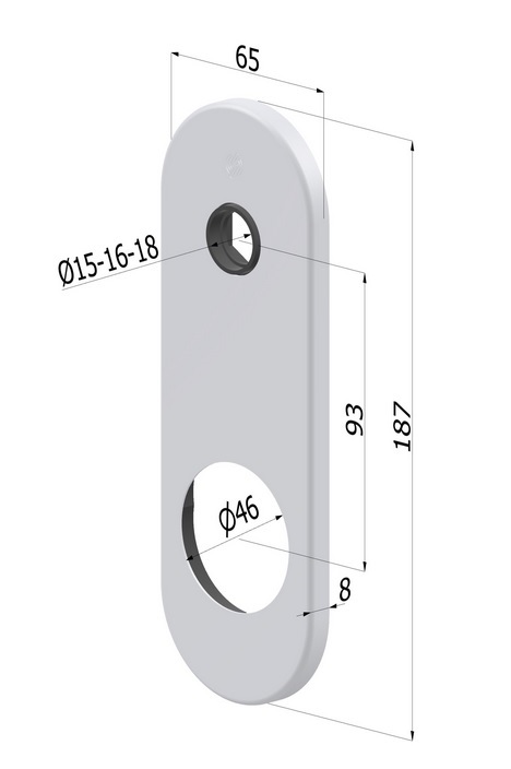 Kit placca per blindati 4500KCS con foro Ø46 per serrature a cilindro in ottone cromo satinato CS