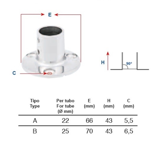 Base per tubo Inox